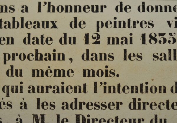 Affiche d'une exposition de peinture à Orléans en 1839.