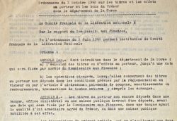 Trois tapuscrits du Comité Français de Libération Nationale concernant la Corse.