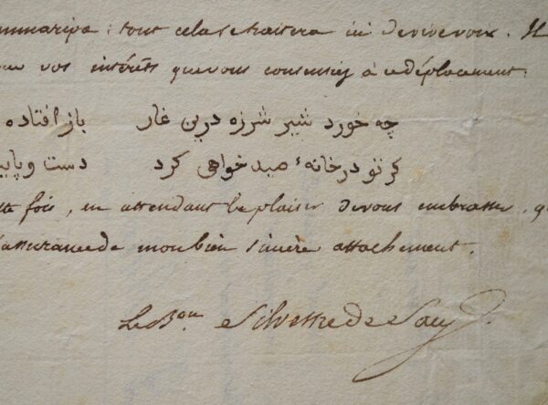 Silvestre de Sacy s'adresse au consul de France à Bagdad.