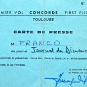 Carte d'invitation pour assister au premier vol du Concorde.