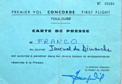 Carte d'invitation pour assister au premier vol du Concorde.