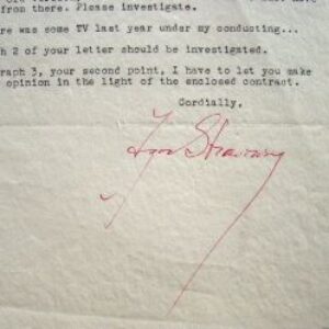 Stravinski rémunéré pour l'exécution de l'Oiseau de Feu.